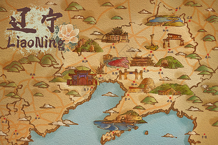 辽宁省旅游插画地图图片