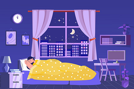 健康睡眠矢量插画背景图片