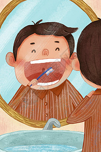 小孩刷牙刷牙插画
