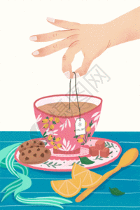 巧克力味饼干健康养生喝茶泡茶下午茶GIF高清图片