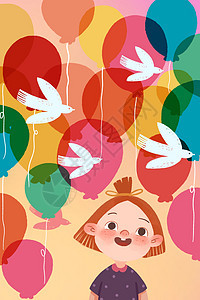 节日庆祝气球和平鸽背景图片