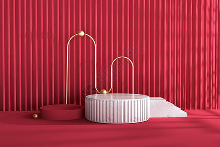 c4d红色中国风电商展台图片