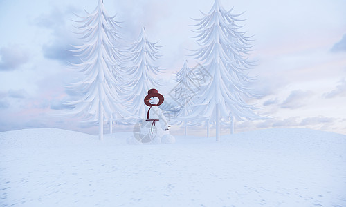 3D卡通冬季雪人背景图片