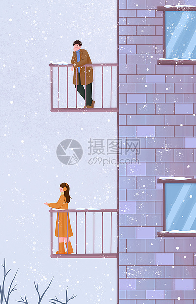 看雪的男孩和女孩图片