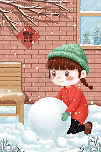 冬天玩雪的女孩背景图片