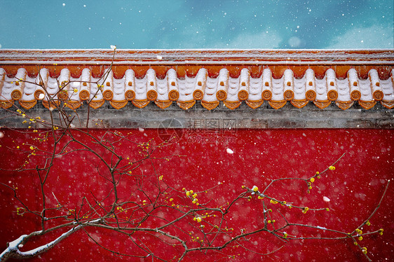 中式冬天背景图片