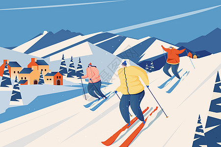 冬季滑雪矢量插画背景图片