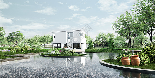 现代3D独栋别墅图片