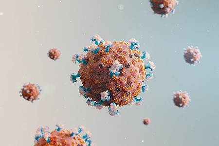 三维新冠病毒细胞微观场景图片