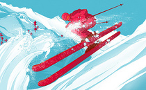 冬季运动会高山滑雪极限运动插画图片