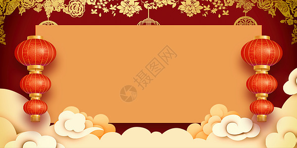灯笼横幅新春背景图片