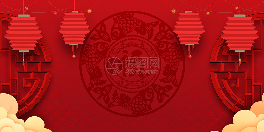 折纸灯笼红色新春背景图片