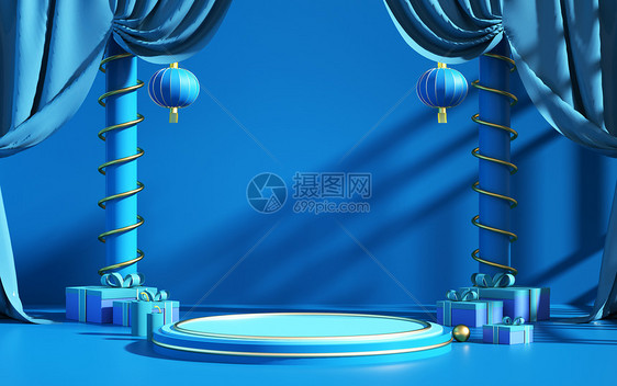 中式新年展台背景图片