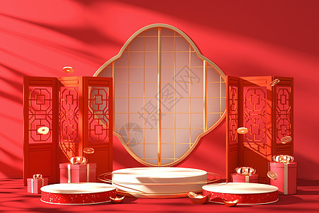 中式新春展台背景图片
