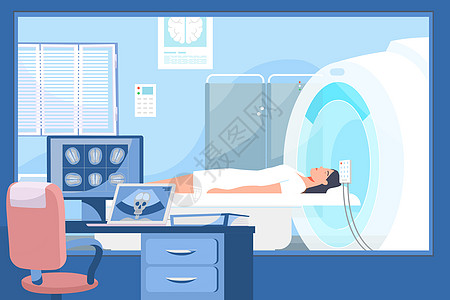 国际罕见病日医院做CT检查扁平插画高清图片