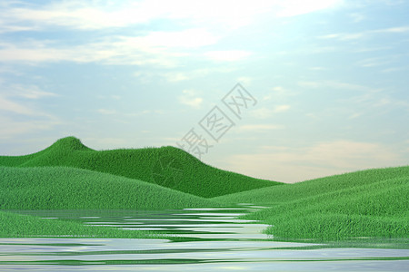 立体山水春季山水场景设计图片