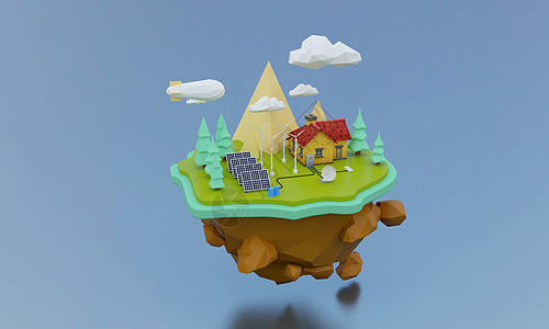3D创意新能源卡通场景图片