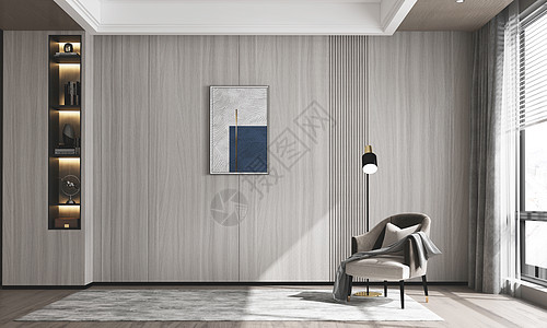 堆积木现代极简客厅背景墙设计图片
