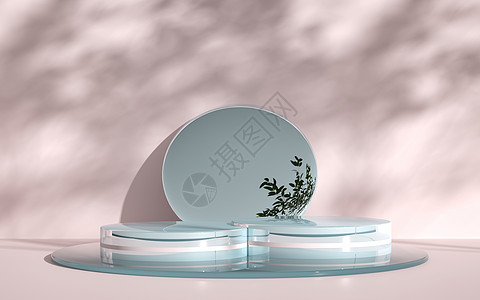 水晶盘子清透植物光影水晶展台设计图片