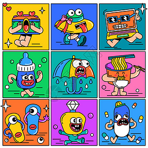 活泼有趣的小物件创意拟人矢量插画图片素材