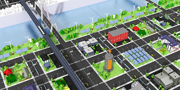 3D创意新能源城市场景高清图片