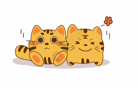 两只动物卡通可爱猫咪萌宠GIF高清图片