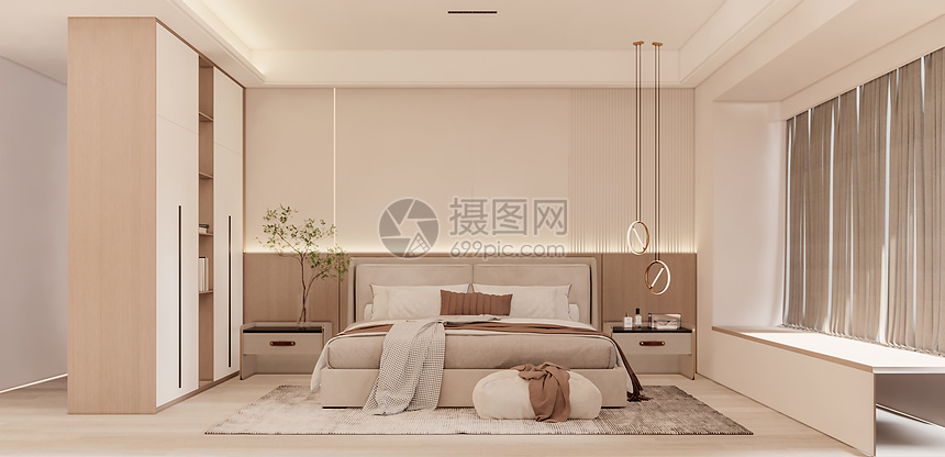 温馨卧室场景图片素材-正版创意图片402141598-摄图网