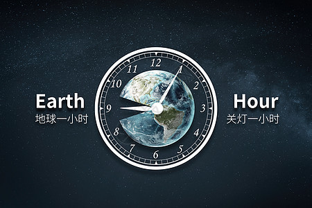 创意时钟地球一小时背景图片