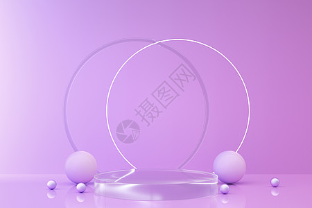 紫色极简玻璃展示台图片