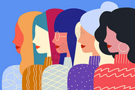 时尚女性设计感头像侧面集合扁平插画图片