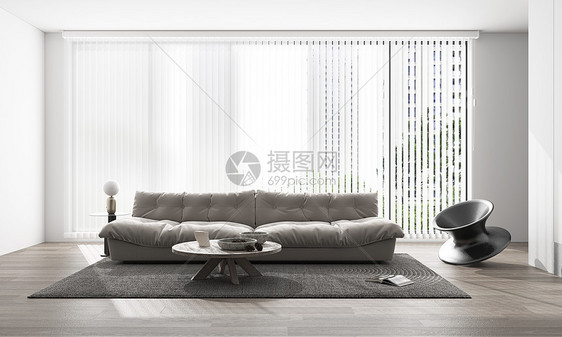 3D现代极简风室内沙发场景图片