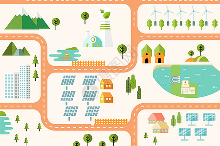 新能源城市地图矢量插画图片