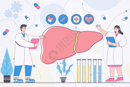 医疗扁平全国爱肝日医生宣传肝部gif高清图片