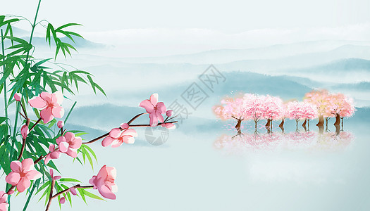 樱花中国风春天背景图片