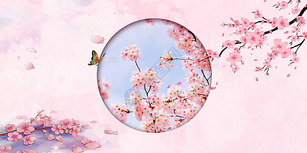 桃花镂空背景背景图片