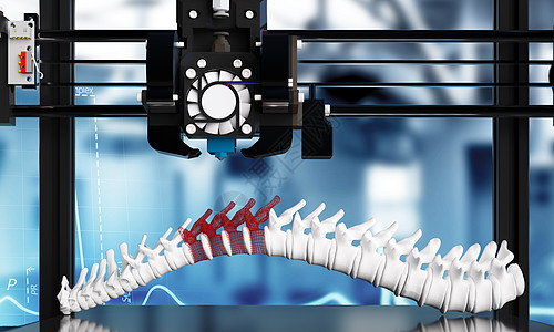 3D骨骼脊椎骨打印背景图片