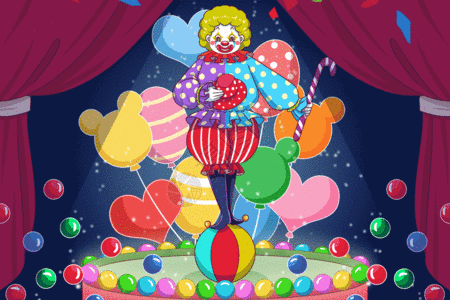 彩色气球愚人节小丑的舞台GIF高清图片