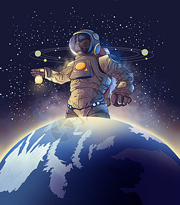 照亮地球的宇航员背景图片