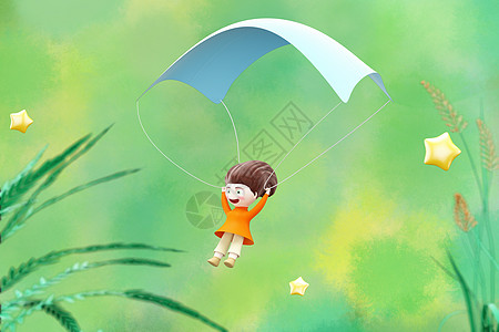 春天人物创意口罩降落伞3D防疫宣传创景设计图片