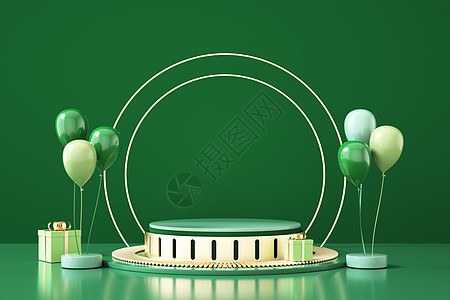 绿色气球展台图片