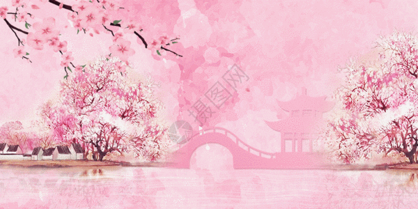 粉色花海春天背景GIF图片