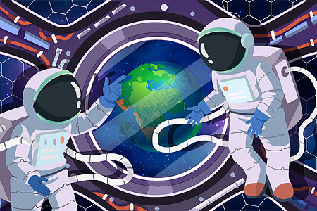 世界航天日太空舱内宇航员回归地球图片素材