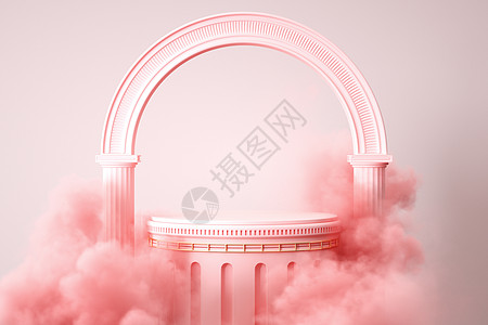 美妆图片粉色云朵烟雾展台设计图片