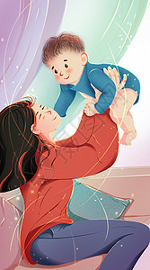 母亲节插画海报baby小孩婴儿母爱陪伴图片