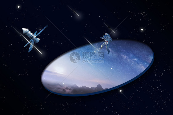 星空下的宇航员图片