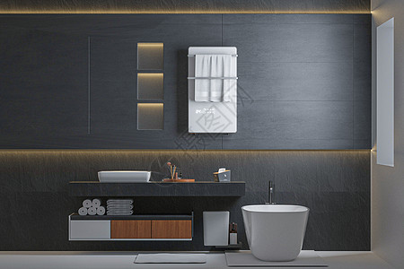黑色家居室内黑色卫浴间场景建模设计图片