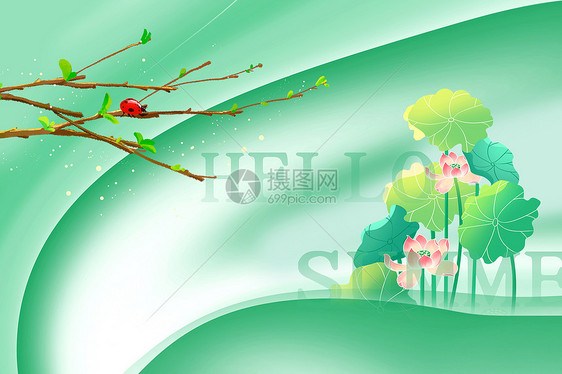 绿色清新立夏节气背景图片