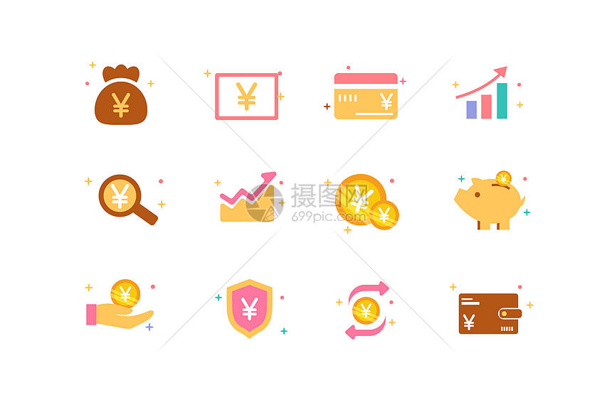 金融科技金币投资矢量插画元素图标图片