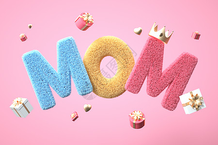 母亲节mom毛绒文字图片素材