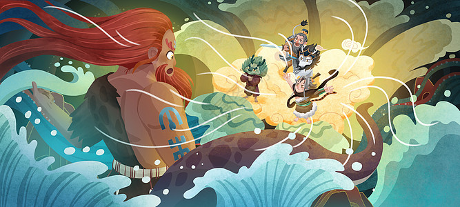 碟中谍4少儿绘本中国传统神话故事共工怒触不周山4插画